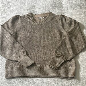 GAP Gold Shimmer Sweater with Puff Sleeves, Size Medium